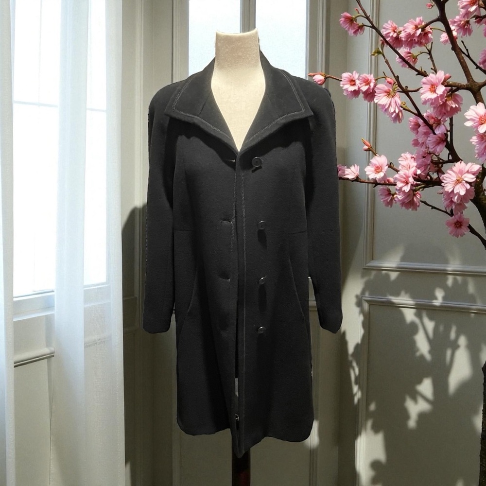 Steve by Searle Classic Black Cashmere Coat size 4-6 - Picture 11 of 14